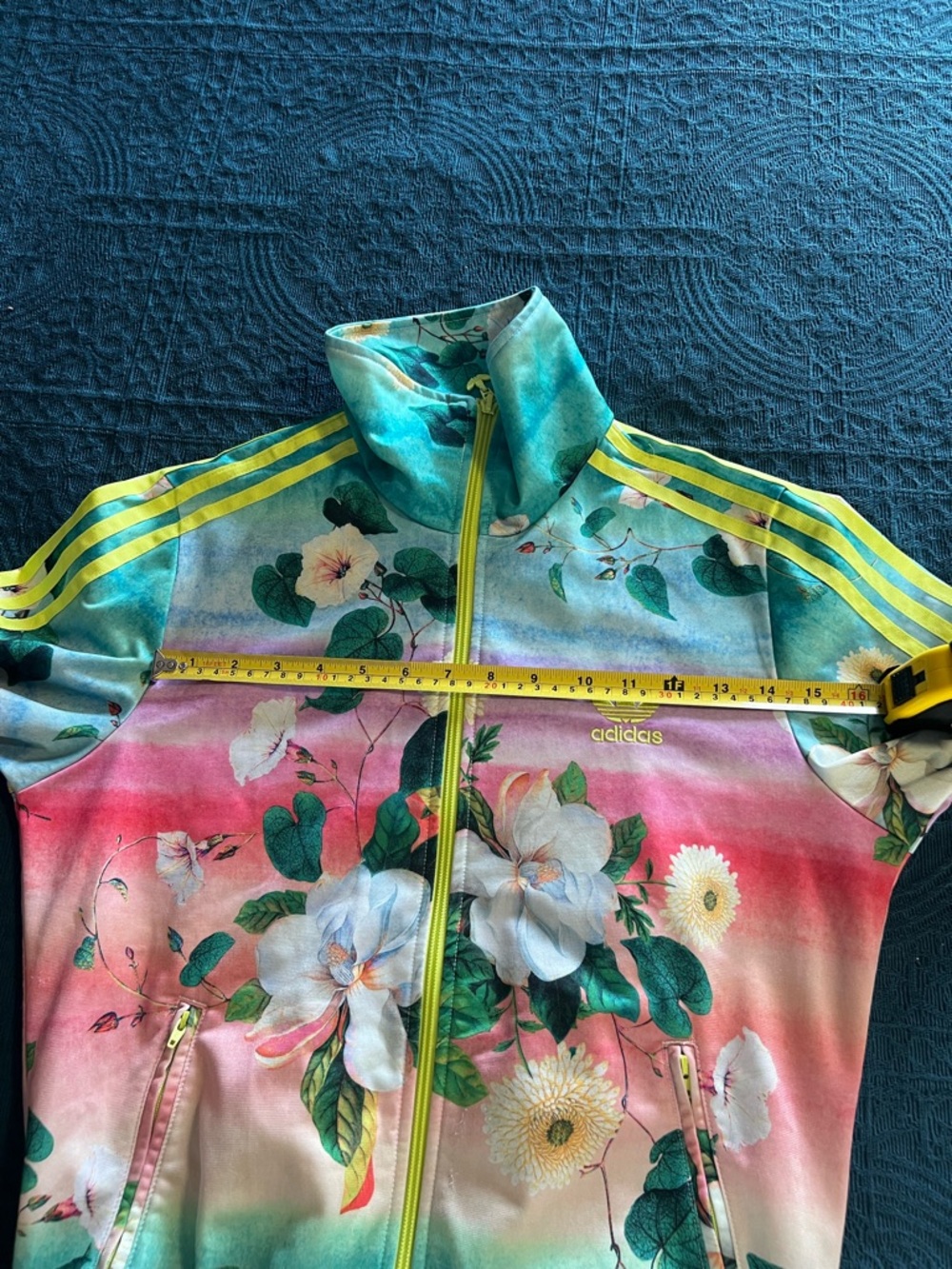 Adidas X Farm Rio Firebird Neon Floralina Track Rare Jacket Size 8 USA or 12 UK. - Picture 7 of 12
